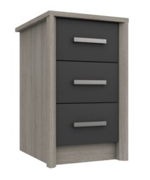 Grasmere 3 Drawer Bedside Table - Dark Grey - thumbnail 1