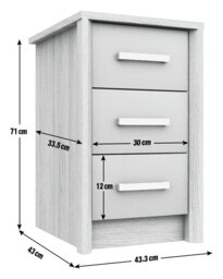 Grasmere 3 Drawer Bedside Table - Dark Grey - thumbnail 2