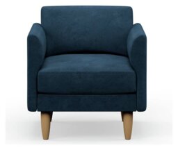Hutch Velvet Curve Arm Armchair - Ink Blue