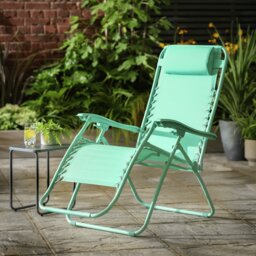 Argos Home Folding Metal Zero Gravity Sun Lounger - Teal - thumbnail 1