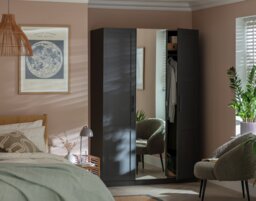 Habitat Munich Panelled 3 Door Mirror Wardrobe - Anthracite - thumbnail 1