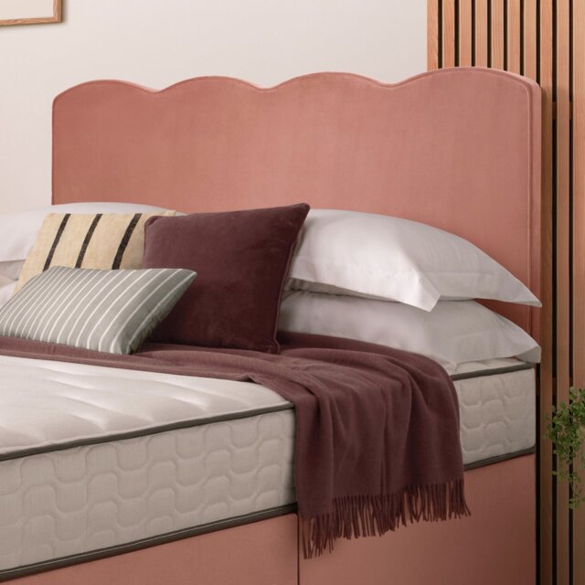 Silentnight Wave Velvet Single Headboard - Pink - image 1