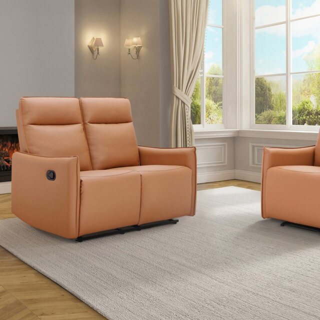 Dorel Lugo Faux Leather 2 Seater Recliner Sofa- Brown - image 1
