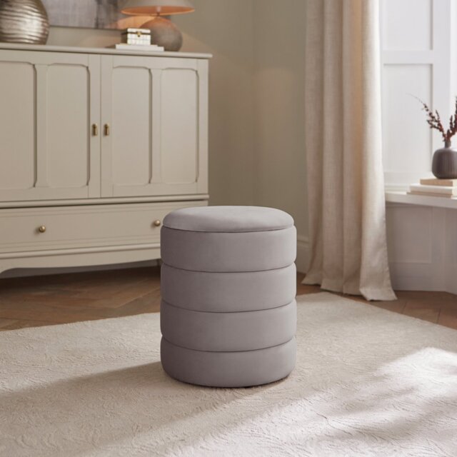GFW Klara Velvet Storage Footstool - Grey - image 1