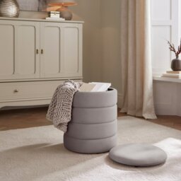 GFW Klara Velvet Storage Footstool - Grey - thumbnail 2