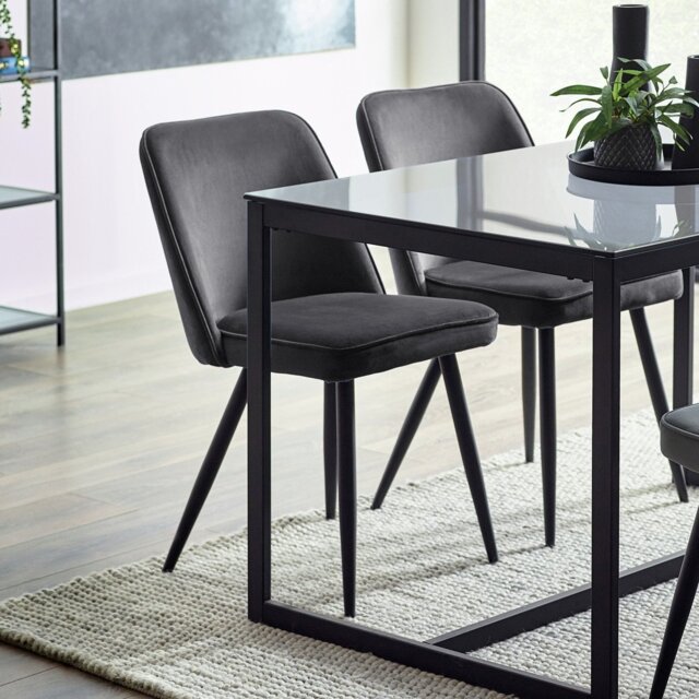 Julian Bowen Burgess Pair of Velvet Dining Chairs -Dark Grey - image 1