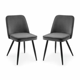 Julian Bowen Burgess Pair of Velvet Dining Chairs -Dark Grey - thumbnail 2