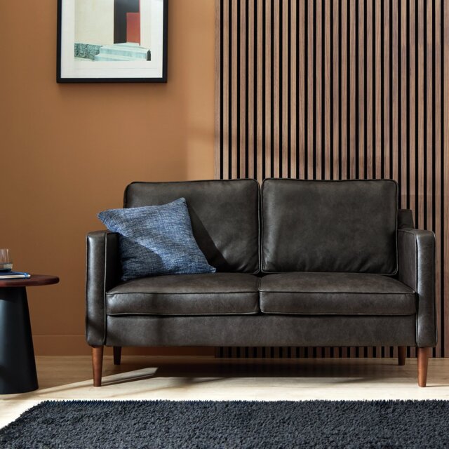 Argos Home Knox Faux Leather 2 Seater Sofa - Black - image 1