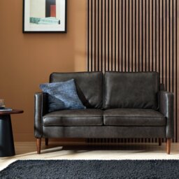Argos Home Knox Faux Leather 2 Seater Sofa - Black