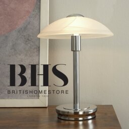 BHS Aria Alabaster Satin Nickel Touch Table Lamp - Silver - thumbnail 2