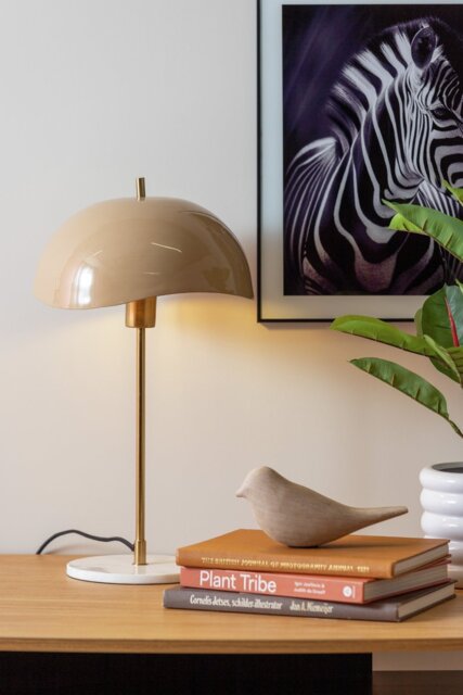 Present Time Cast Iron Waved Dome Table Lamp - Soft Brown - image 1