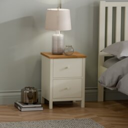 Julian Bowen Coxmoor 2 Drawer Bedside Table - Ivory & Oak - thumbnail 1