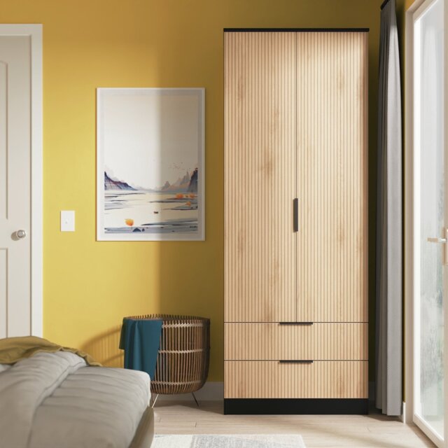 Livara ReadyAssembled Tofino 2 Door Mirror Wardrobe-BlackOak - image 1