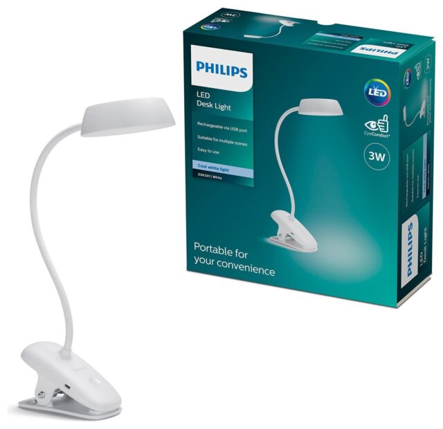 Philips Clip LED Portable Touch Table and Desk Lamp - White - image 1