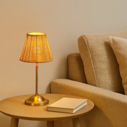 Searchlight Rattan Rechargeable LED Table Lamp - Natural - thumbnail 1