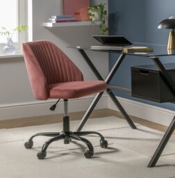 Habitat Nori Velvet Office Chair - Pink - thumbnail 2