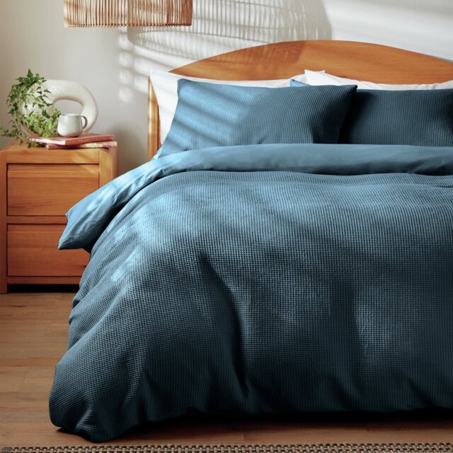 Habitat Cotton Waffle Navy Blue Bedding Set - Double - image 1