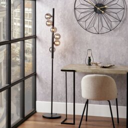 Pacific Blair Smoke Glass Ball Floor Lamp - Black - thumbnail 2