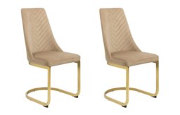 Argos Home Sybil Pair of Velvet Dining Chairs - Beige