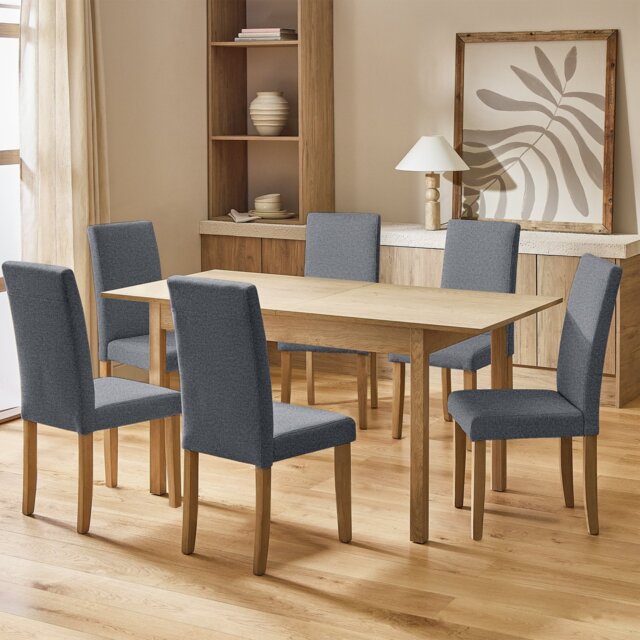 Argos Home Sendi Extending Dining Table & 6 Grey Chairs - image 1