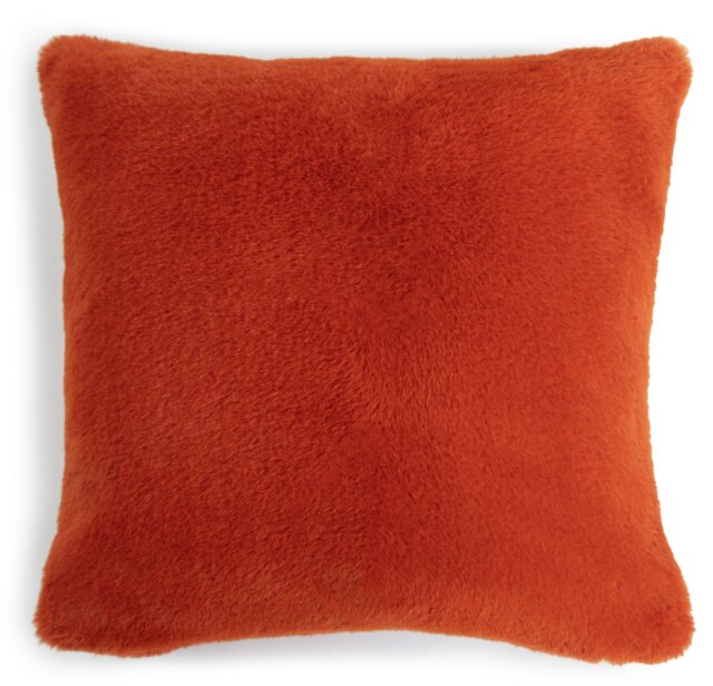 Habitat Plain Faux Fur Cushion - Burnt Orange - 43X43cm - image 1