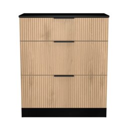 Livara Ready Assembled Tofino 3 Drawer Chest - Black & Oak - thumbnail 2