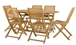 Argos Home Newbury 6 Seater Folding Wooden Patio Set - thumbnail 1