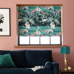 Argos Home Japonica Crane Blackout Teal Roller Blind120x160