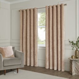 Paoletti Lustre Velvet Eyelet Curtains - Cream - 229x183cm - thumbnail 2