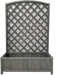 Large Lattice Wooden Planter - Grey - thumbnail 1
