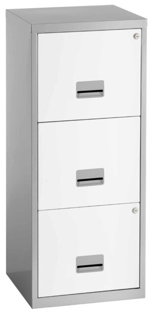 Pierre Henry 3 Drawer A4 Filing Cabinet - Silver & White - image 1