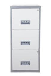 Pierre Henry 3 Drawer A4 Filing Cabinet - Silver & White - thumbnail 2