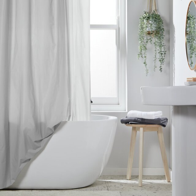 Argos Home Essentials PEVA Plain Shower Curtain - Grey - image 1