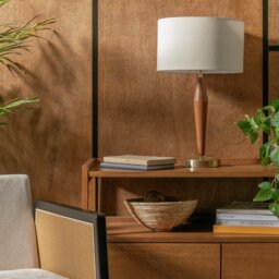 Habitat Wood and Brass Table Lamp - Walnut & Natural - thumbnail 2