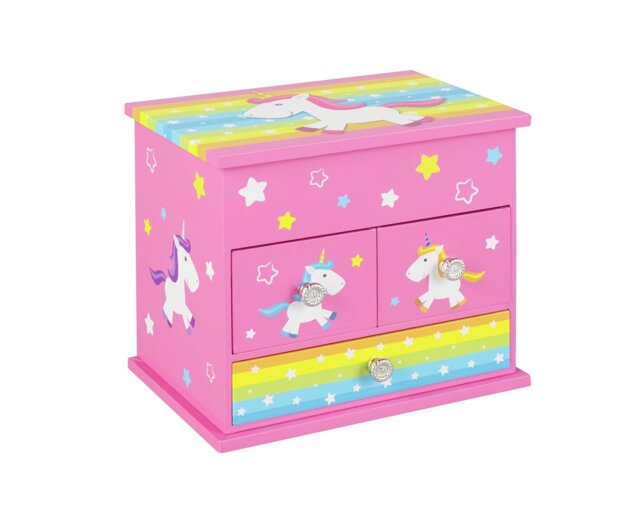 Mele Unicorn Jewellery Box with 3 Drawers - image 1