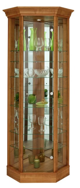 Argos Home 7 Shelf Corner Glass Display Cabinet - Natural - image 1