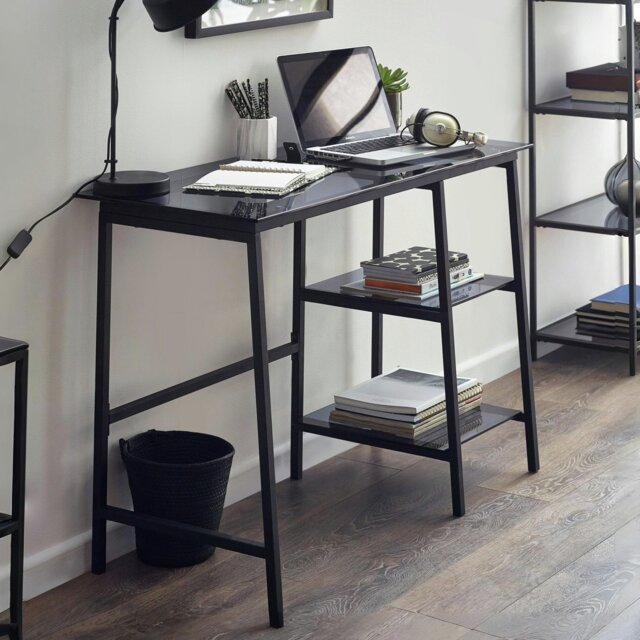 Julian Bowen Chicago Desk - Glass And Black - image 1