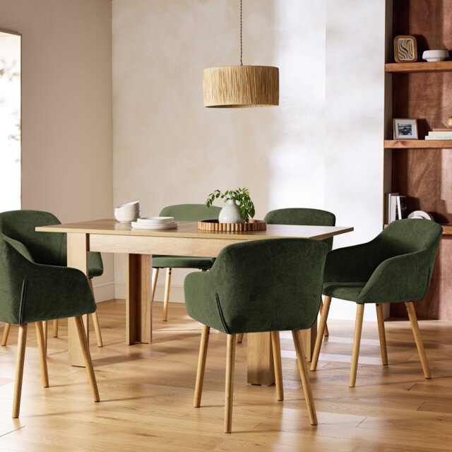 Argos Home Miami Extending Dining Table & 6 Green Chairs - image 1
