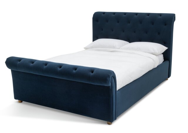 Argos Home Harrogate Kingsize Velvet Ottoman Bed Frame -Navy - image 1
