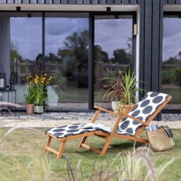 Argos Home Folding Wooden Sun Lounger - Black & White - thumbnail 1