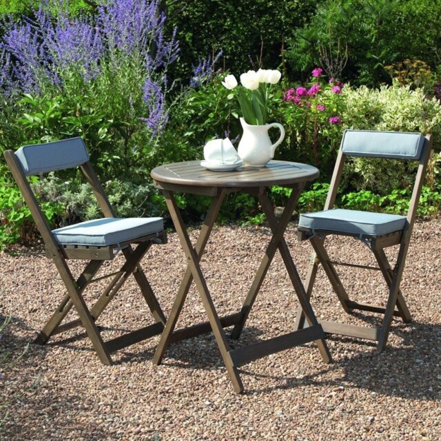 Greenhurst 2 Seater Folding Wooden Garden Bistro Set