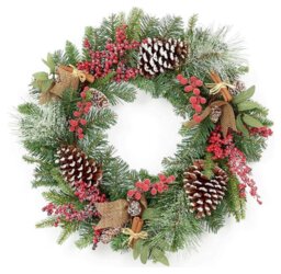 Premier Decorations Berry & Cone Frosted Christmas Wreath - thumbnail 1