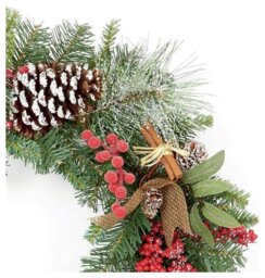 Premier Decorations Berry & Cone Frosted Christmas Wreath - thumbnail 2