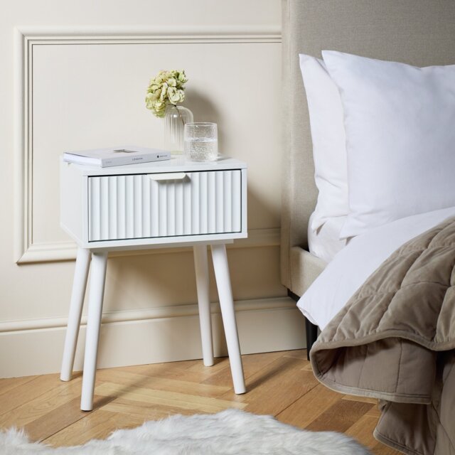 Argos Home Otterlie 1 Drawer Bedside Table - White - image 1