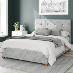 Aspire Presley Velvet Superking Ottoman Bedframe - Silver - thumbnail 1