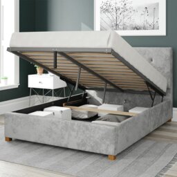Aspire Presley Velvet Superking Ottoman Bedframe - Silver - thumbnail 2