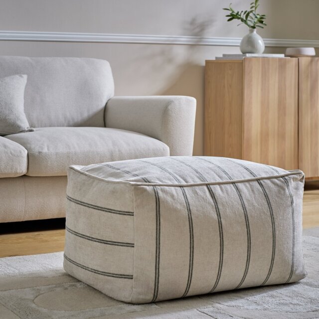 Argos Home Harper Fabric Pouffe - Natural - image 1