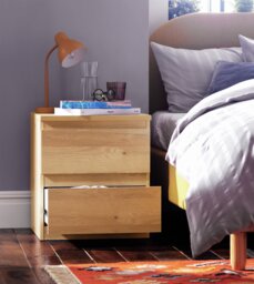 Argos Home Jenson 2 Drawer Bedside Table -  Oak Effect - thumbnail 1