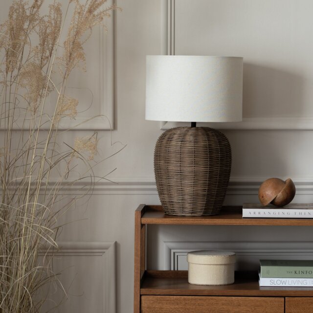 Habitat Wicker Pear 49cm Rattan Table Lamp - Natural - image 1