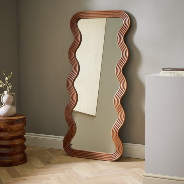Habitat Wavy Wooden Full Length Wall Mirror - 150x68cm - image 1
